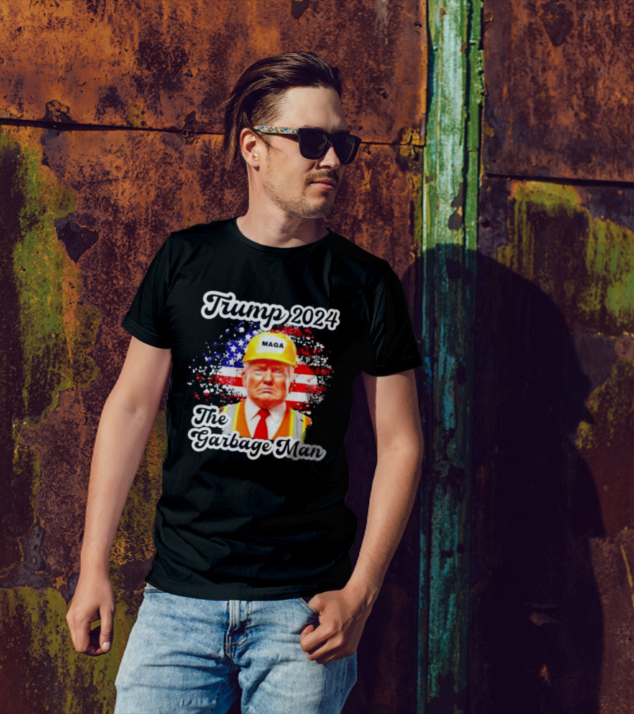 Trump 2024 MAGA The Garbage Man USA Flag T-Shirt