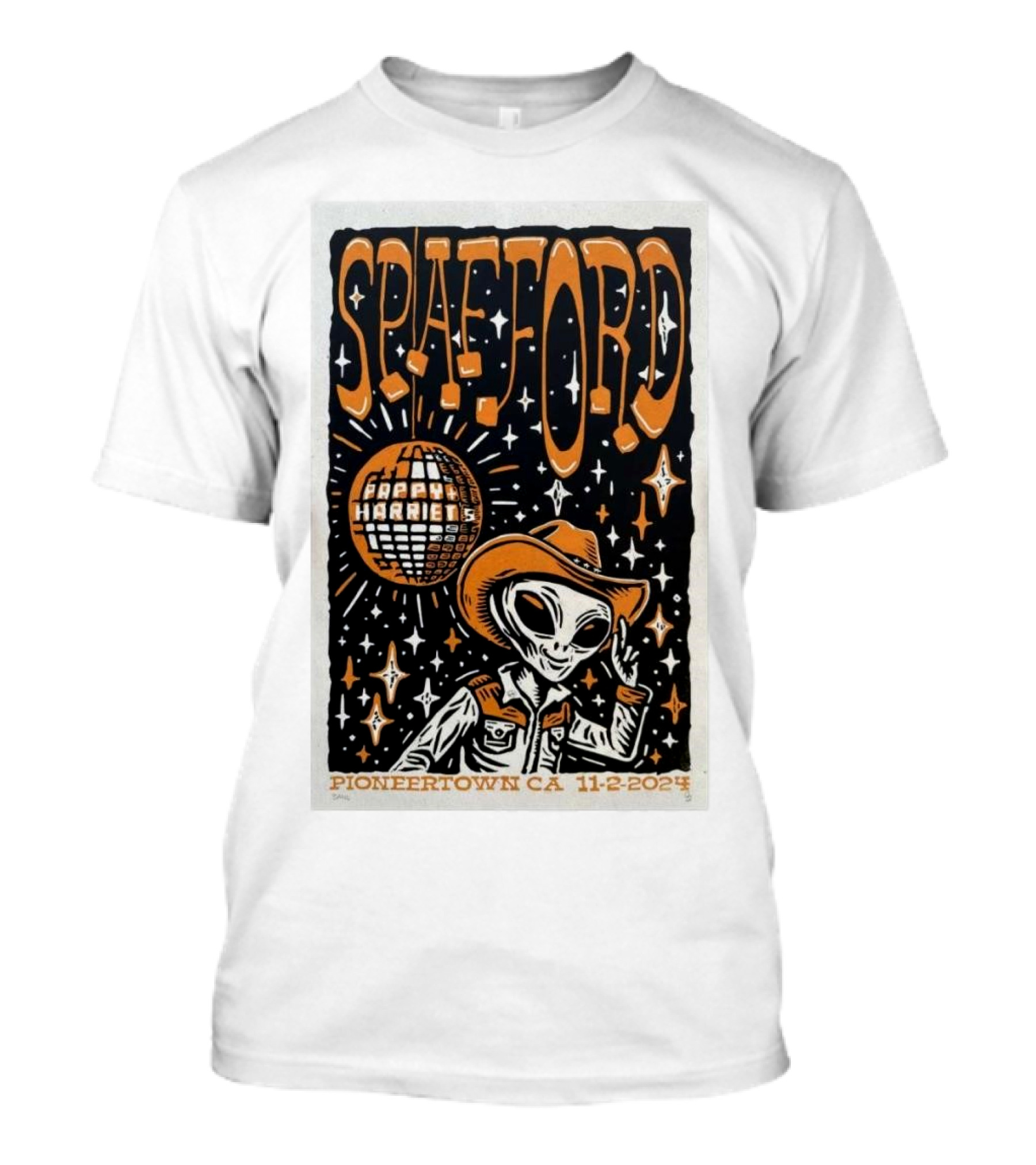 Spafford Pioneertown CA 11-2-2024 Alien Disco Cowboy Scene T-Shirt