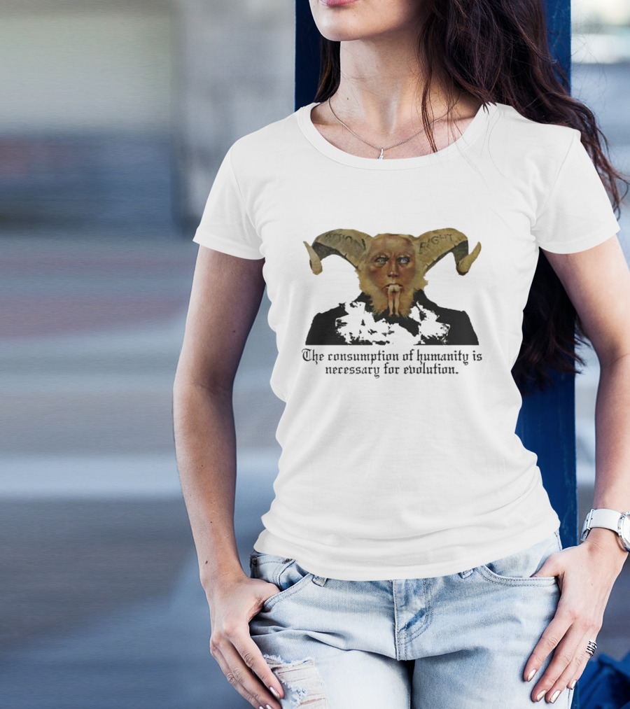 The Consumption Of Humanity Is Necessary For Evolution Goat Mask Figure T-Shirt