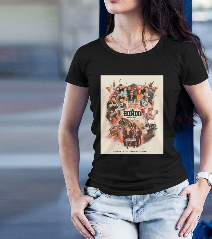 Brooks And Dunn Zac Brown Band Hank Jr Old Dominion The Hondo Rodeo Fest November 7-9 2024 Chase Field Phoenix AZ T-Shirt