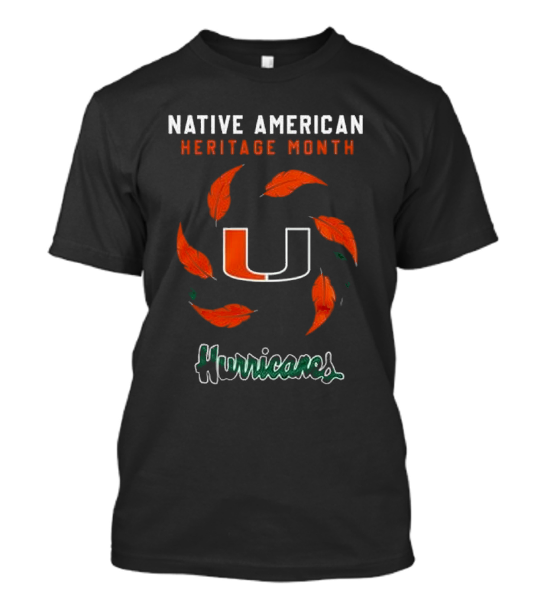 Miami Hurricanes Native American Heritage Month 2024 U Logo Feathers T-Shirt