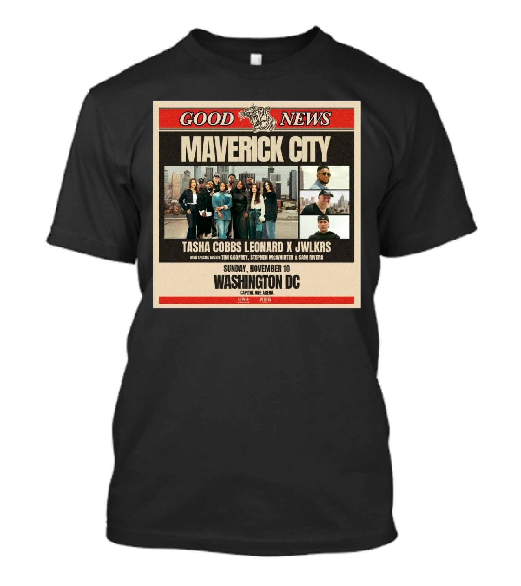 Maverick City Tasha Cobbs Leonard X JWLKRS Good News Tour Washington DC November 10 2024 Special Guests Tim Godfrey Stephen McWhirter Sam Rivera T-Shirt