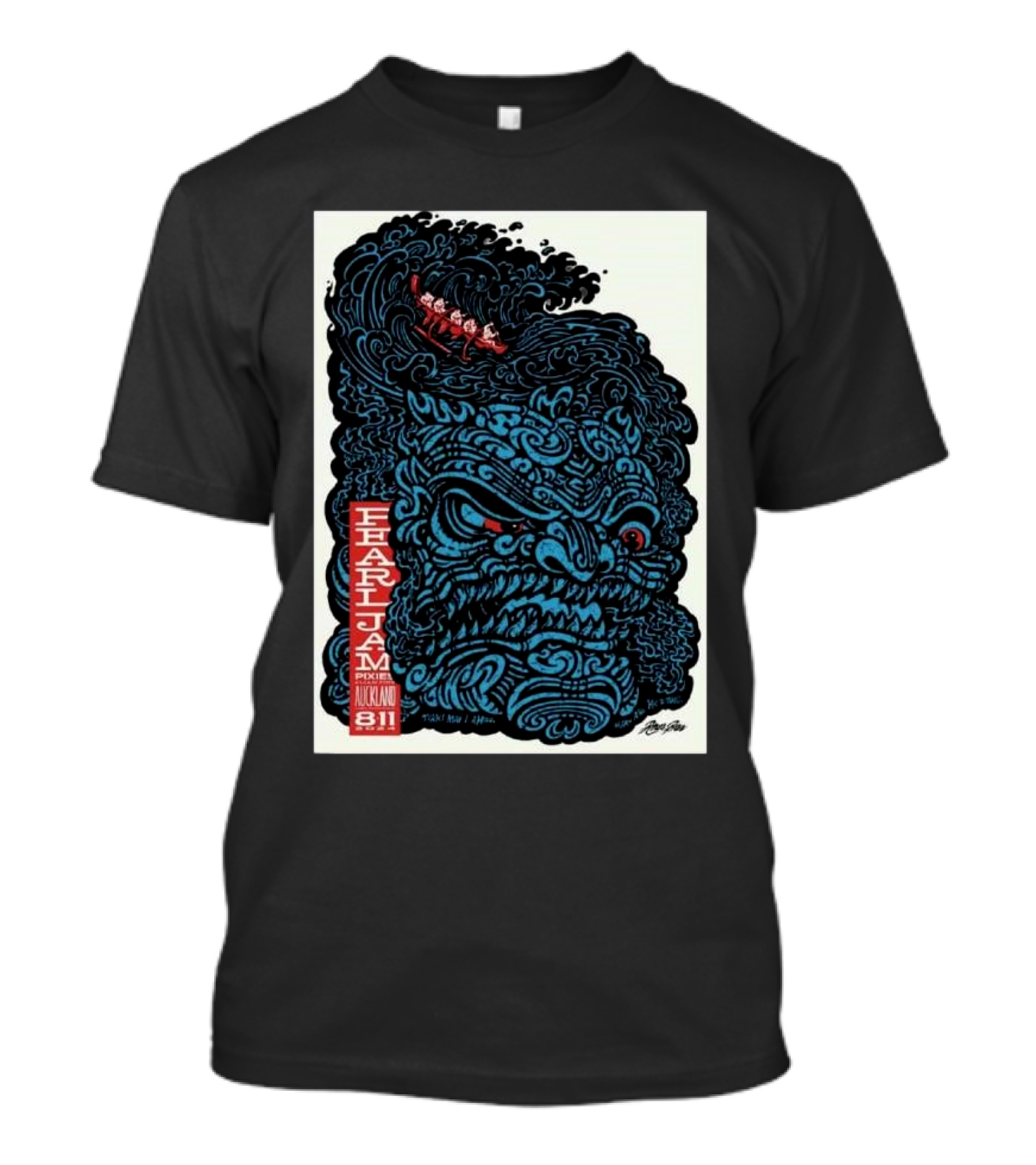 Pearl Jam Dark Matter World Tour With Pixies And Liam Finn Auckland New Zealand Go Media Stadium Mt Smart Nov 8 2024 Poster Wave Monster T-Shirt