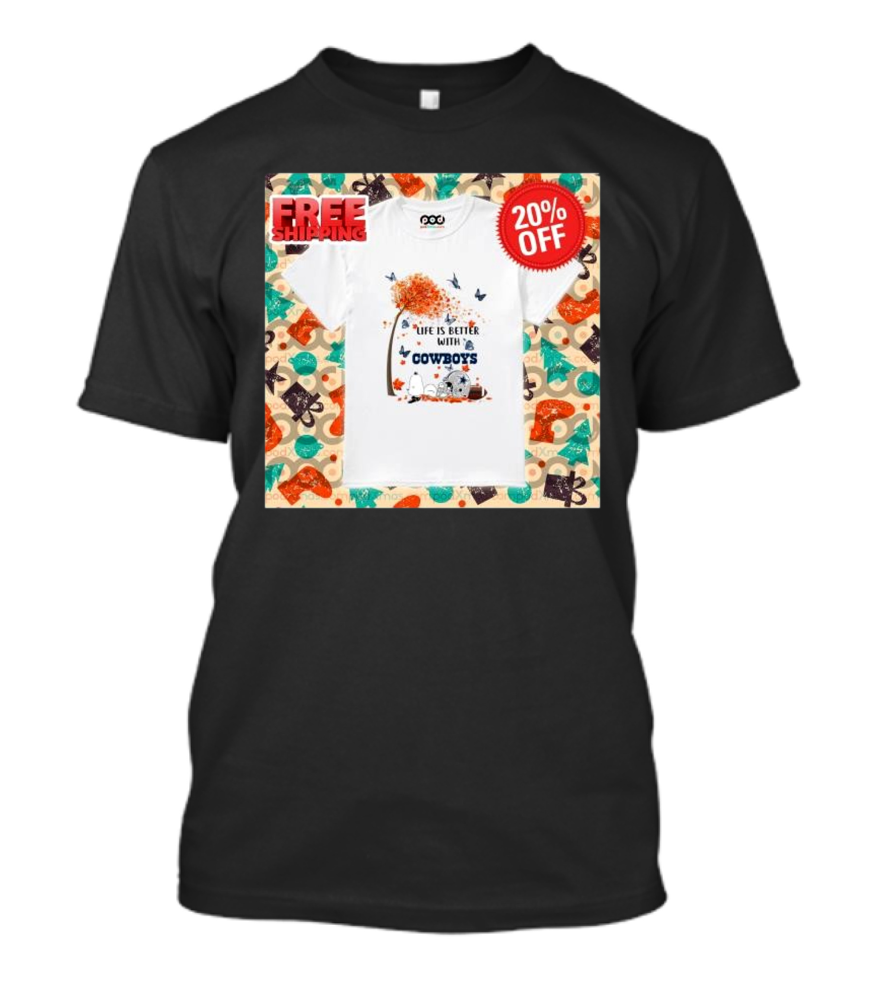 Life Is Better With Cowboys Snoopy 2024 Fall Leaves And Pumpkin Patch T-Shirt
