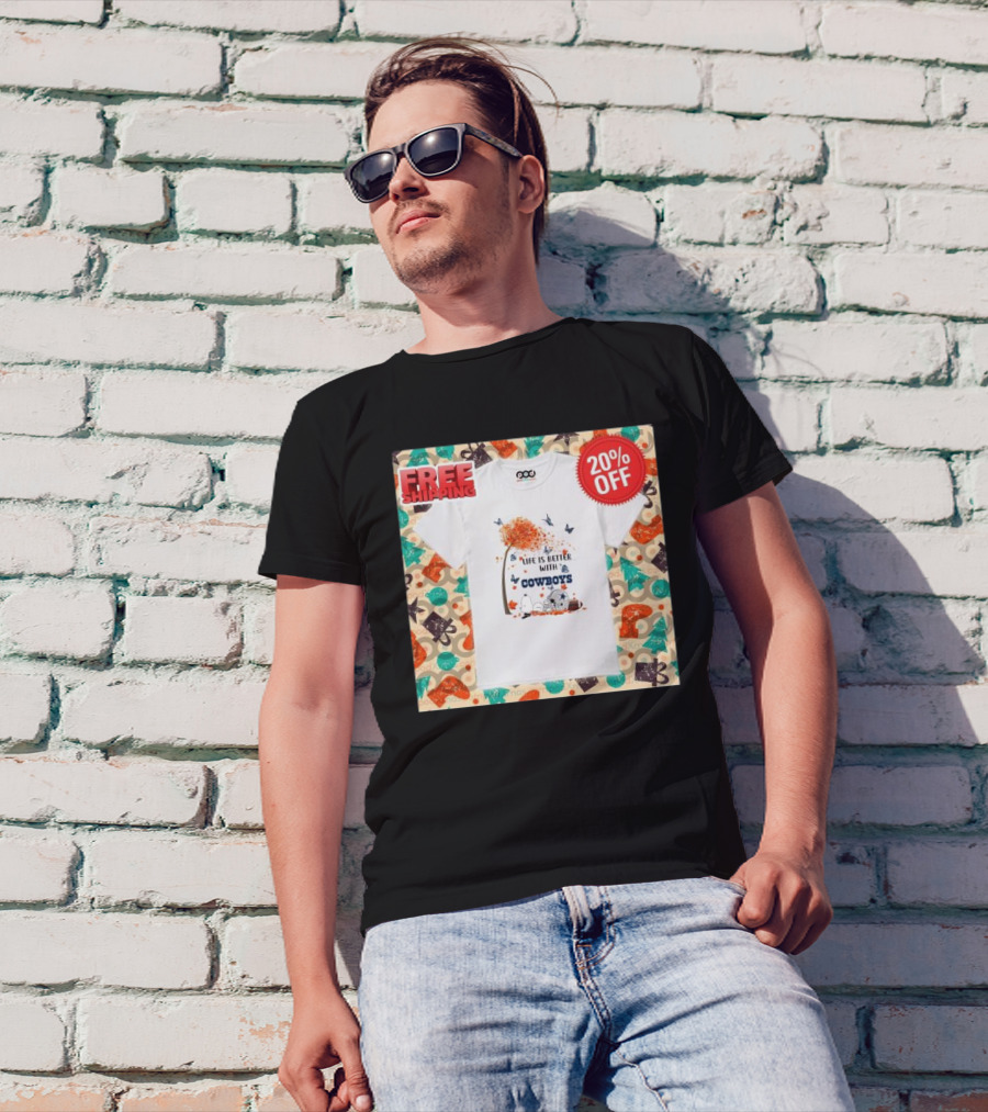 Life Is Better With Cowboys Snoopy 2024 Fall Leaves And Pumpkin Patch T-Shirt