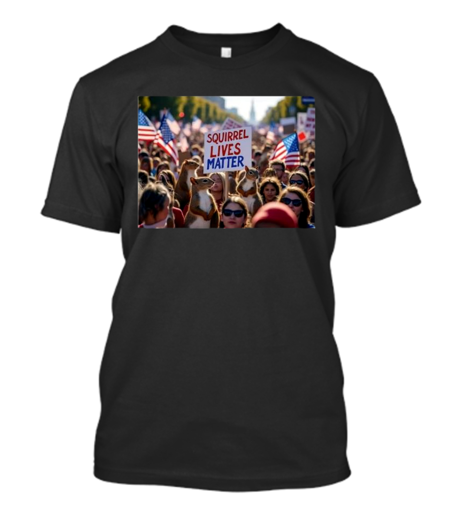 Squirrel Lives Matter Protest With American Flags T-Shirt
