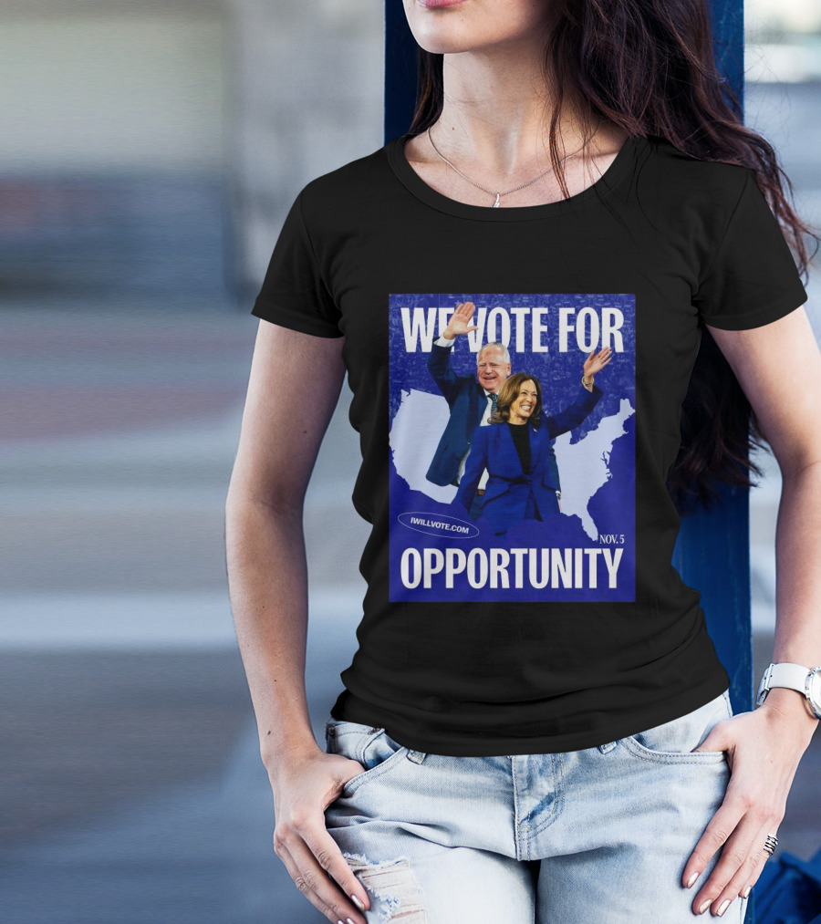 Kamala Walz We Vote For Opportunity 2024 Nov. 5 IWillVote.com T-Shirt