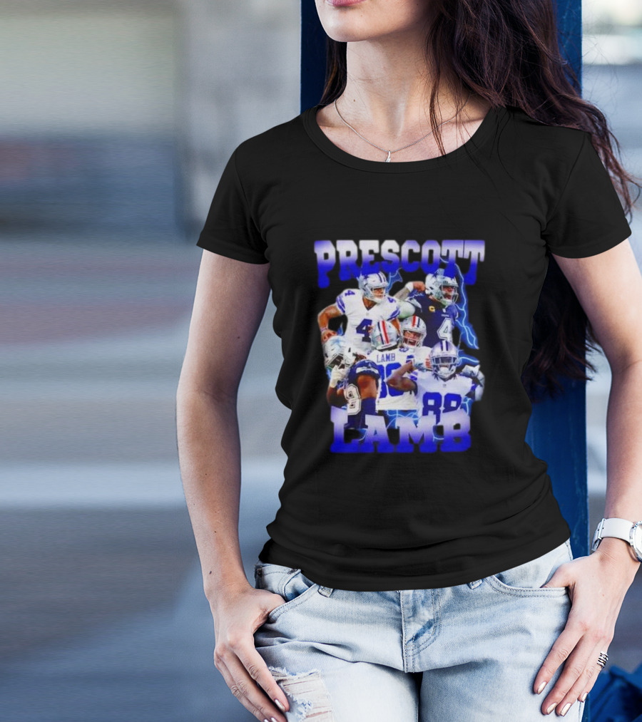 Prescott Lamb Dallas Cowboys Football Stars Collage T-Shirt