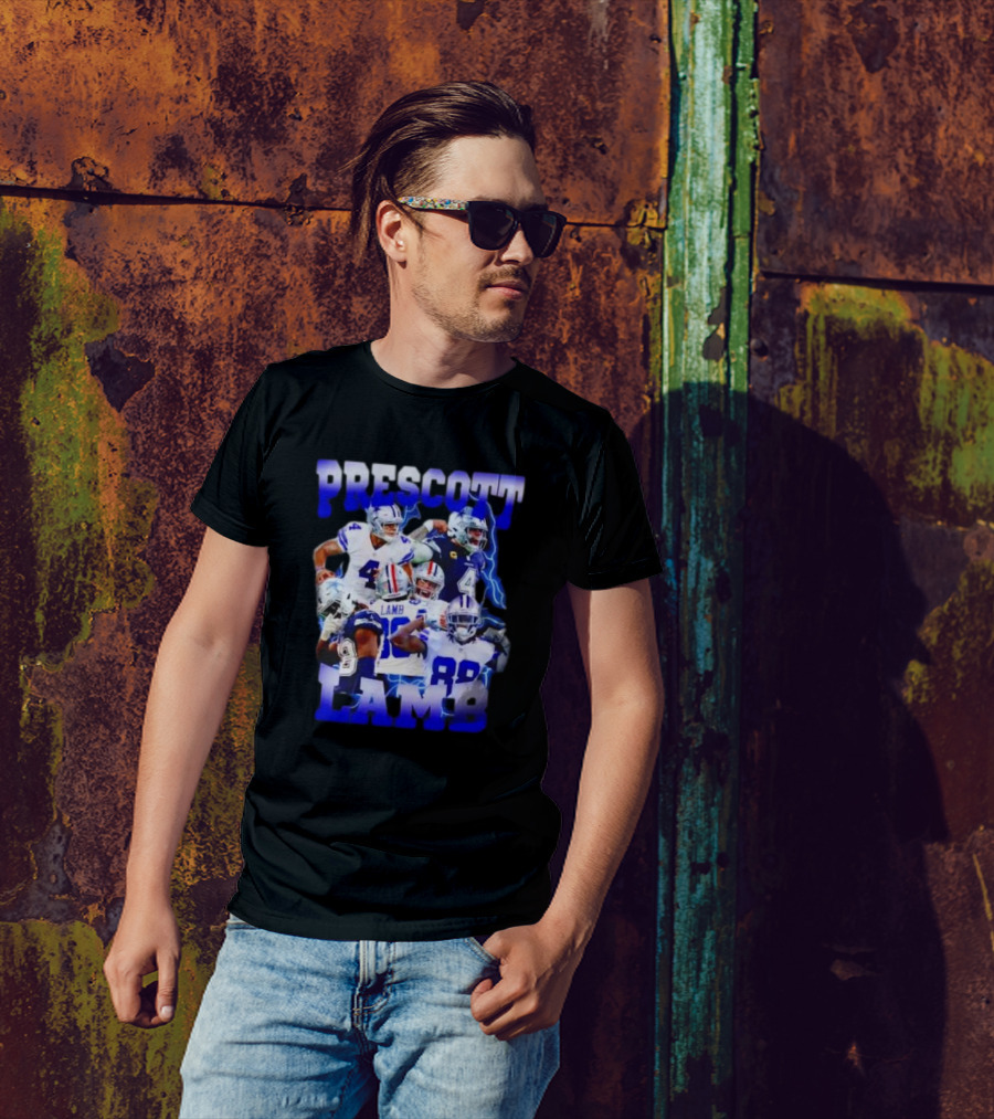 Prescott Lamb Dallas Cowboys Football Stars Collage T-Shirt