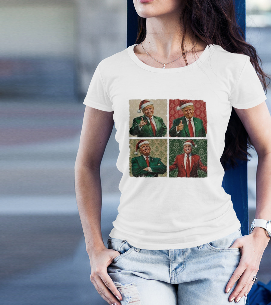 Boho Christmas Trump Santa 2024 Holiday Thumbs Up T-Shirt
