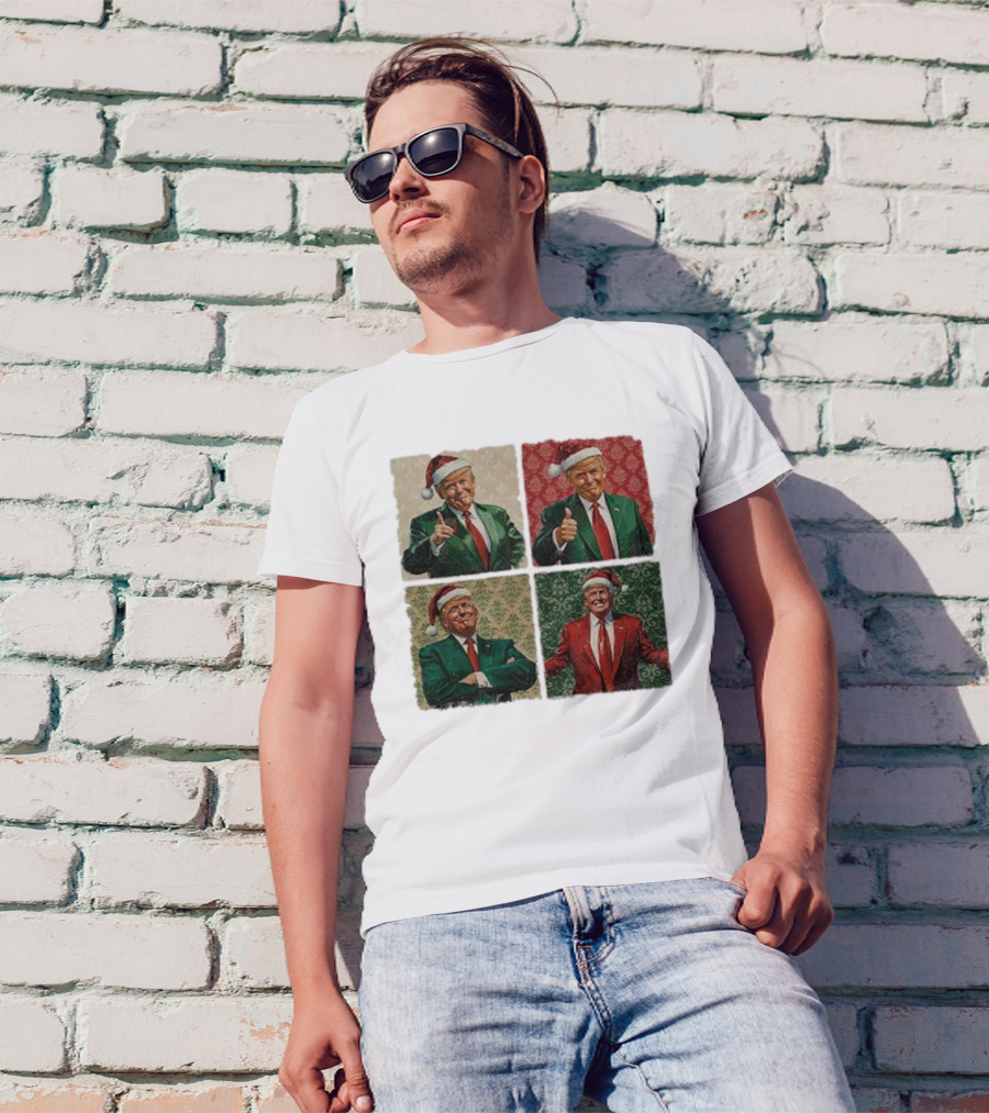 Boho Christmas Trump Santa 2024 Holiday Thumbs Up T-Shirt