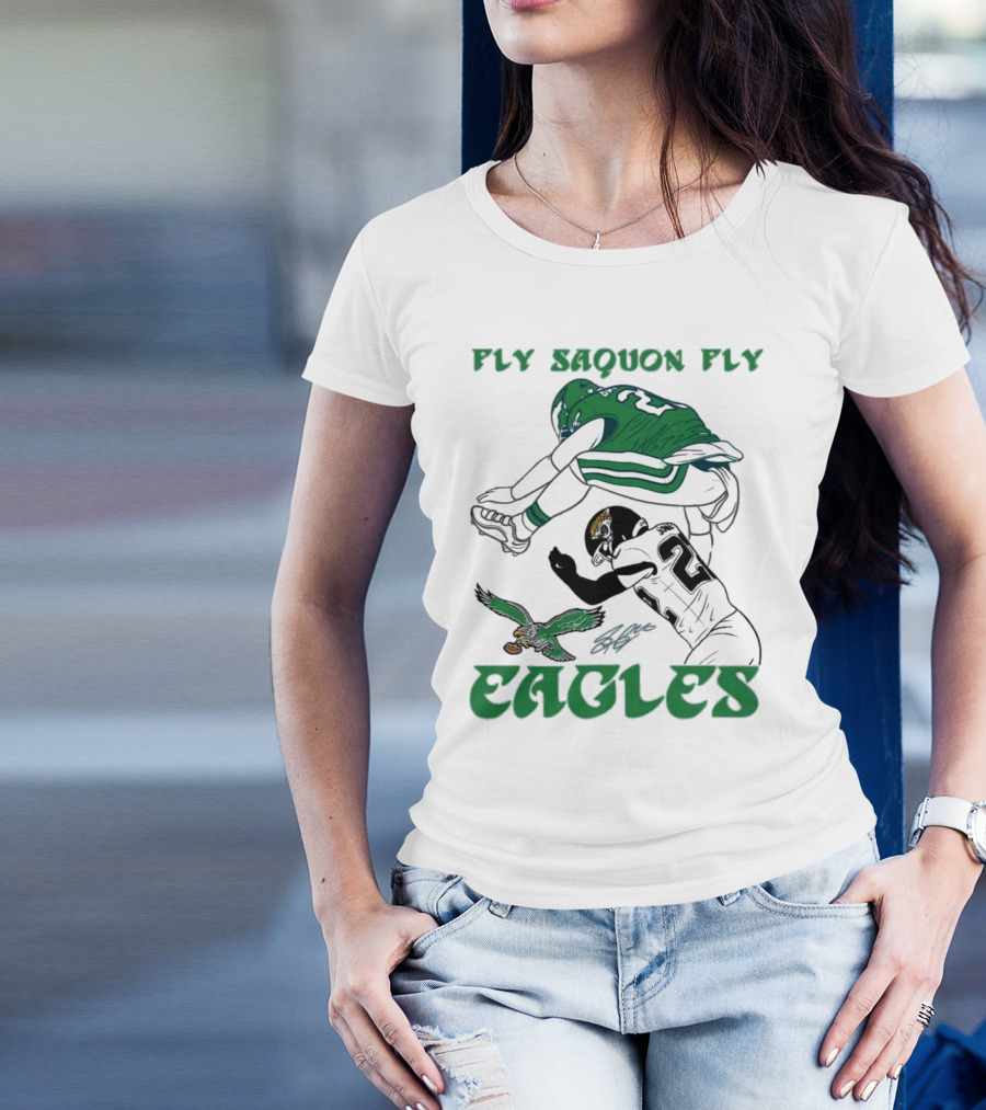 Fly Saquon Fly Eagles Reverse Hurdle Saquon Barkley Jarrian Jones T-Shirt