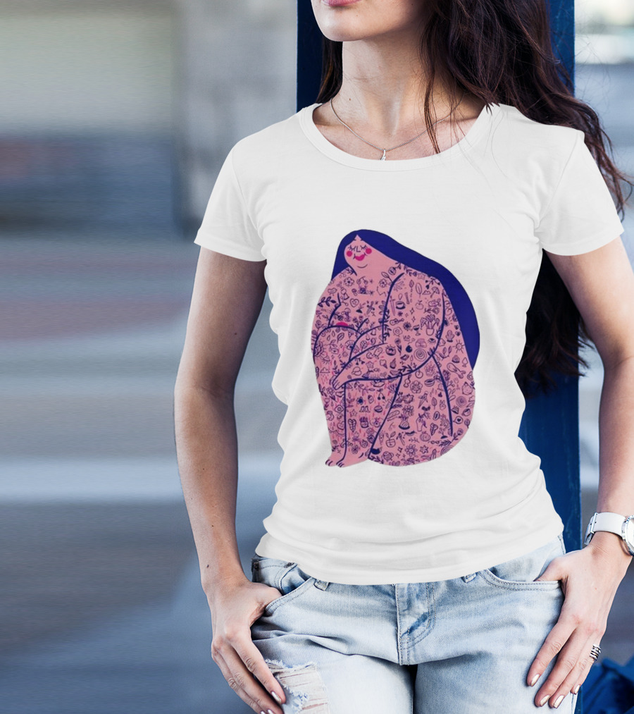 Marie Boiseau Tatouée Pink Figure With Detailed T-Shirt
