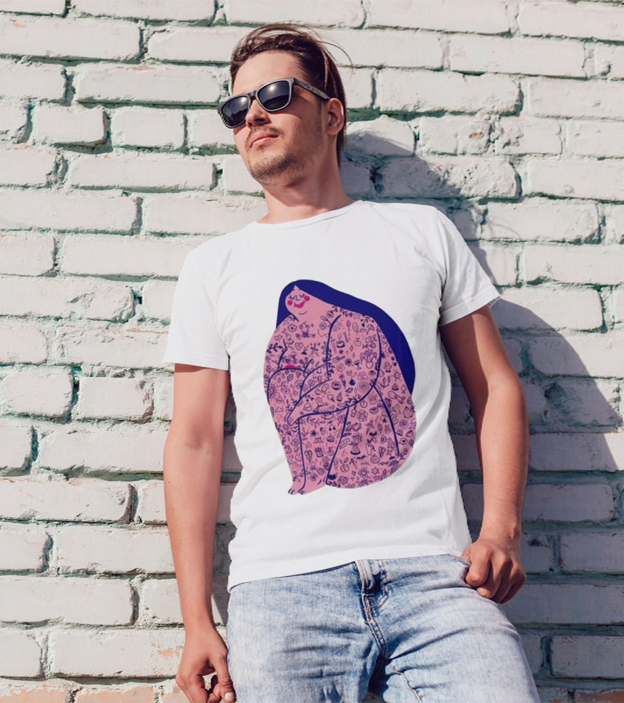 Marie Boiseau Tatouée Pink Figure With Detailed T-Shirt