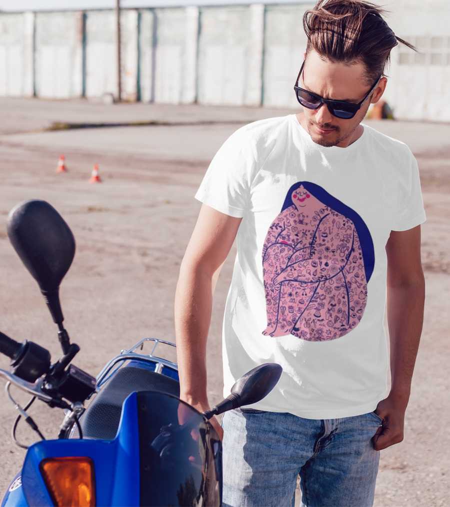 Marie Boiseau Tatouée Pink Figure With Detailed T-Shirt