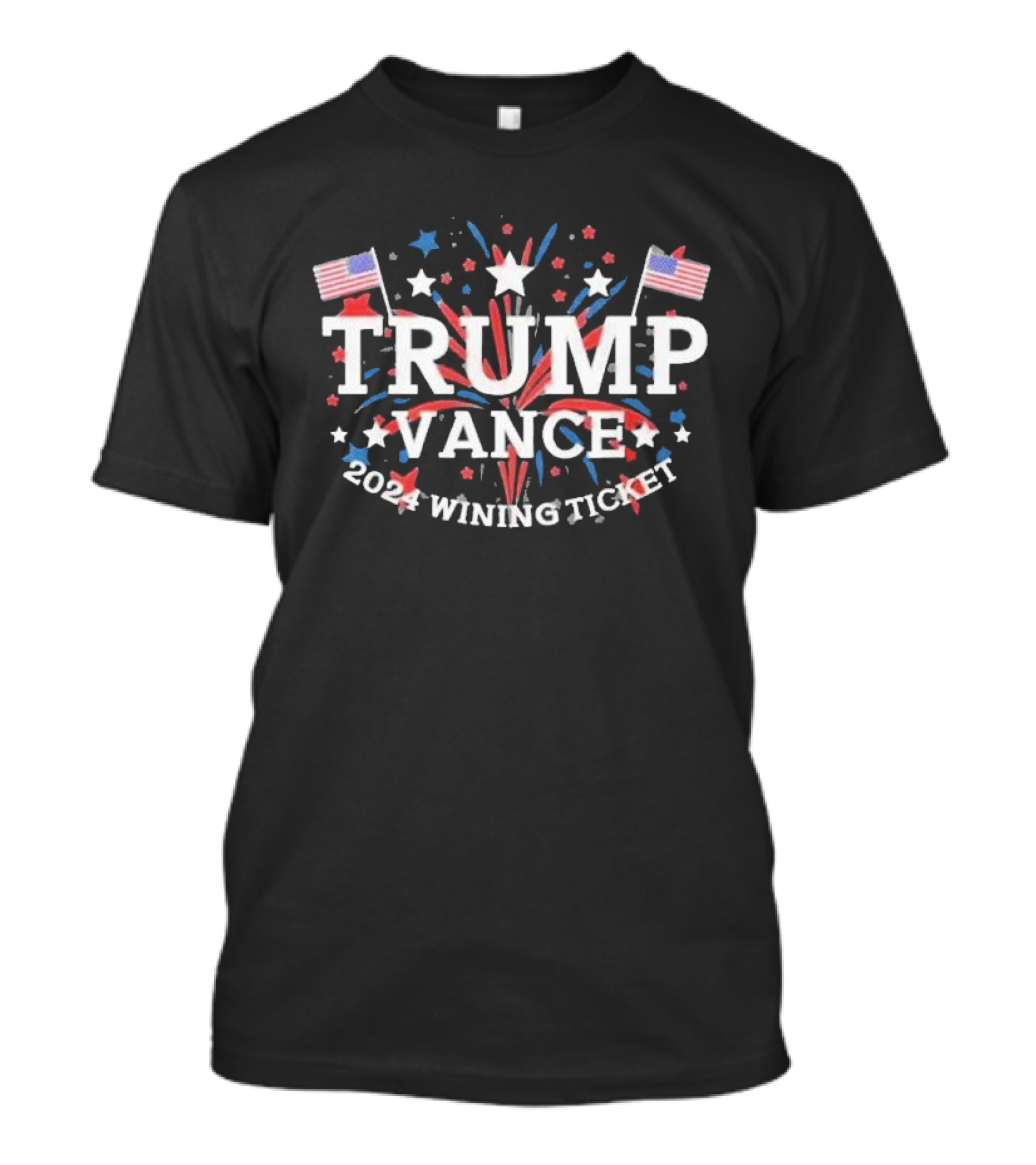 Trump Vance 2024 Winning Ticket With Patriotic Flag Fireworks And Stars T-Shirt
