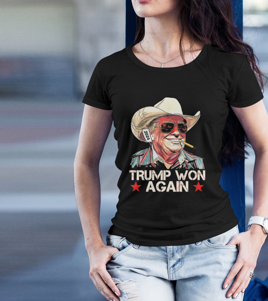 Trump Won Again 2024 Cowboy Trump T-Shirt