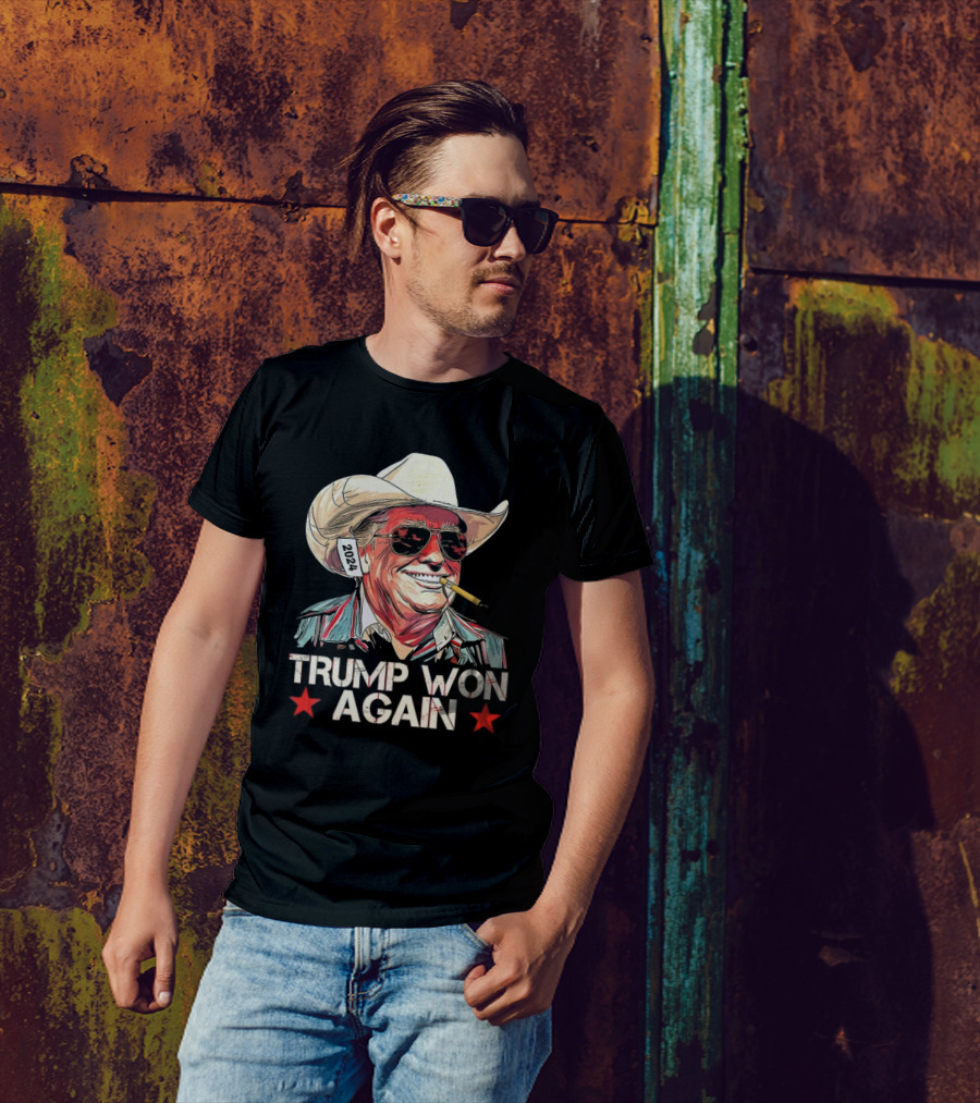 Trump Won Again 2024 Cowboy Trump T-Shirt