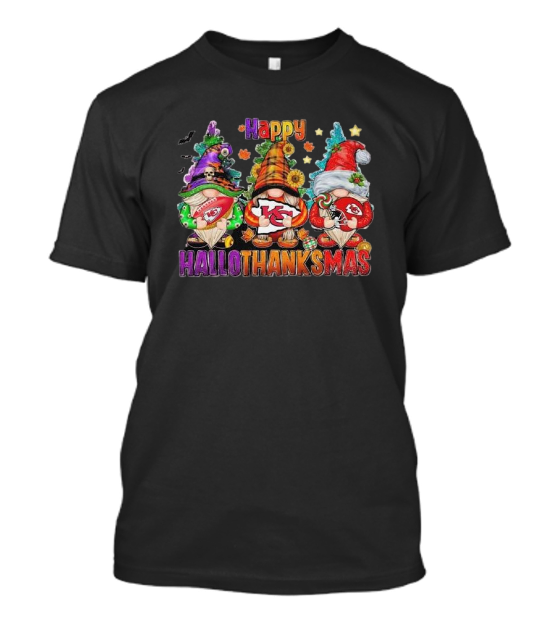 Happy Hallothanksmas 2024 Gnomes With Kansas City Chiefs T-Shirt
