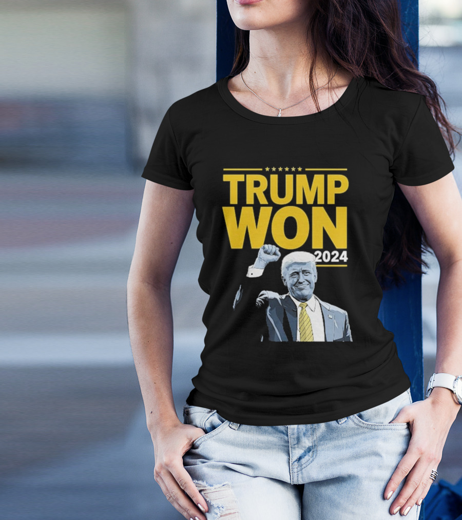 Trump Won 2024 Five Stars Patriotic Image T-Shirt