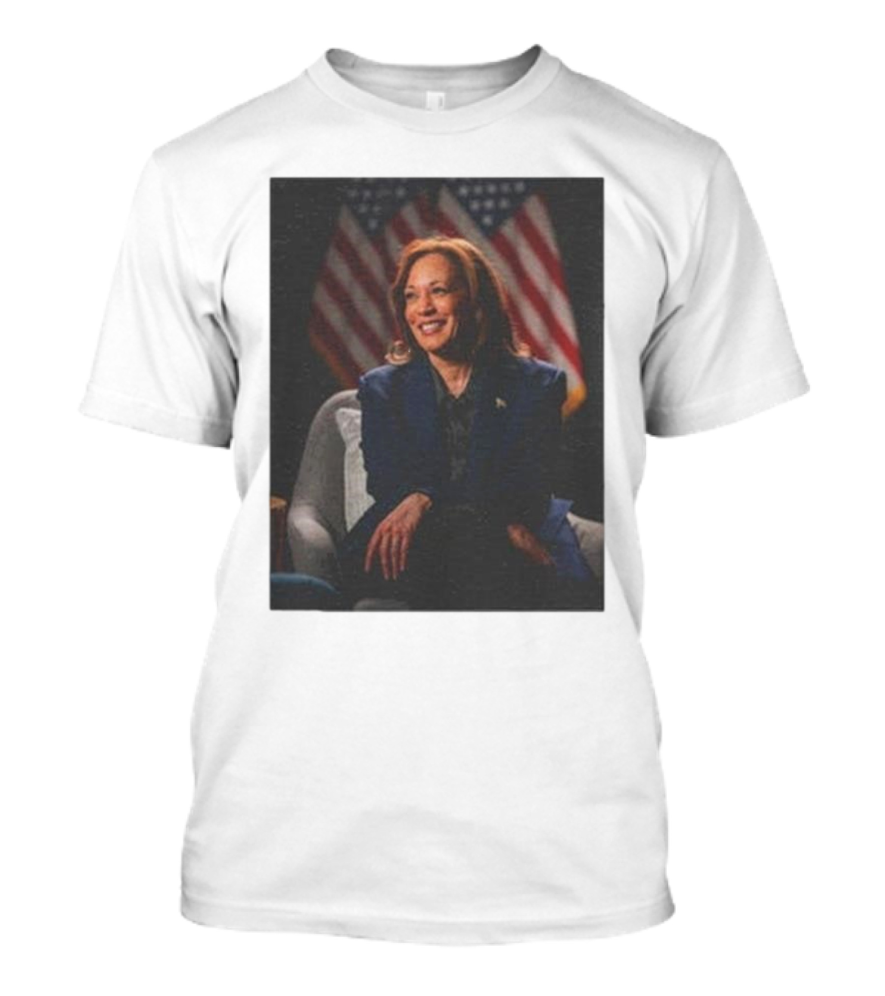 Kamala Harris 2024 Presidential Election American Flag Background T-Shirt