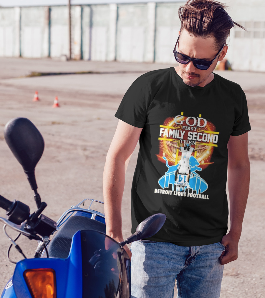 God First Family Second Detroit Lions Football Amon-Ra St. Brown Headstand T-Shirt