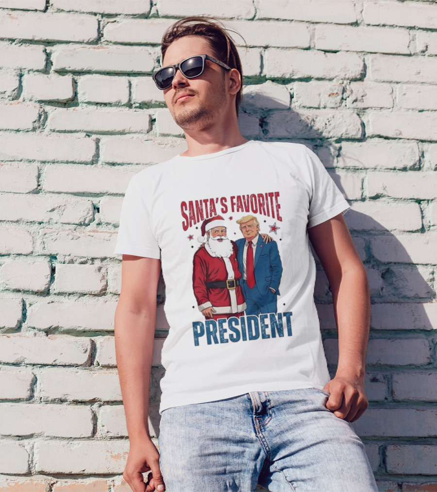 Santa’s Favorite President Trump With Santa Claus And Stars T-Shirt