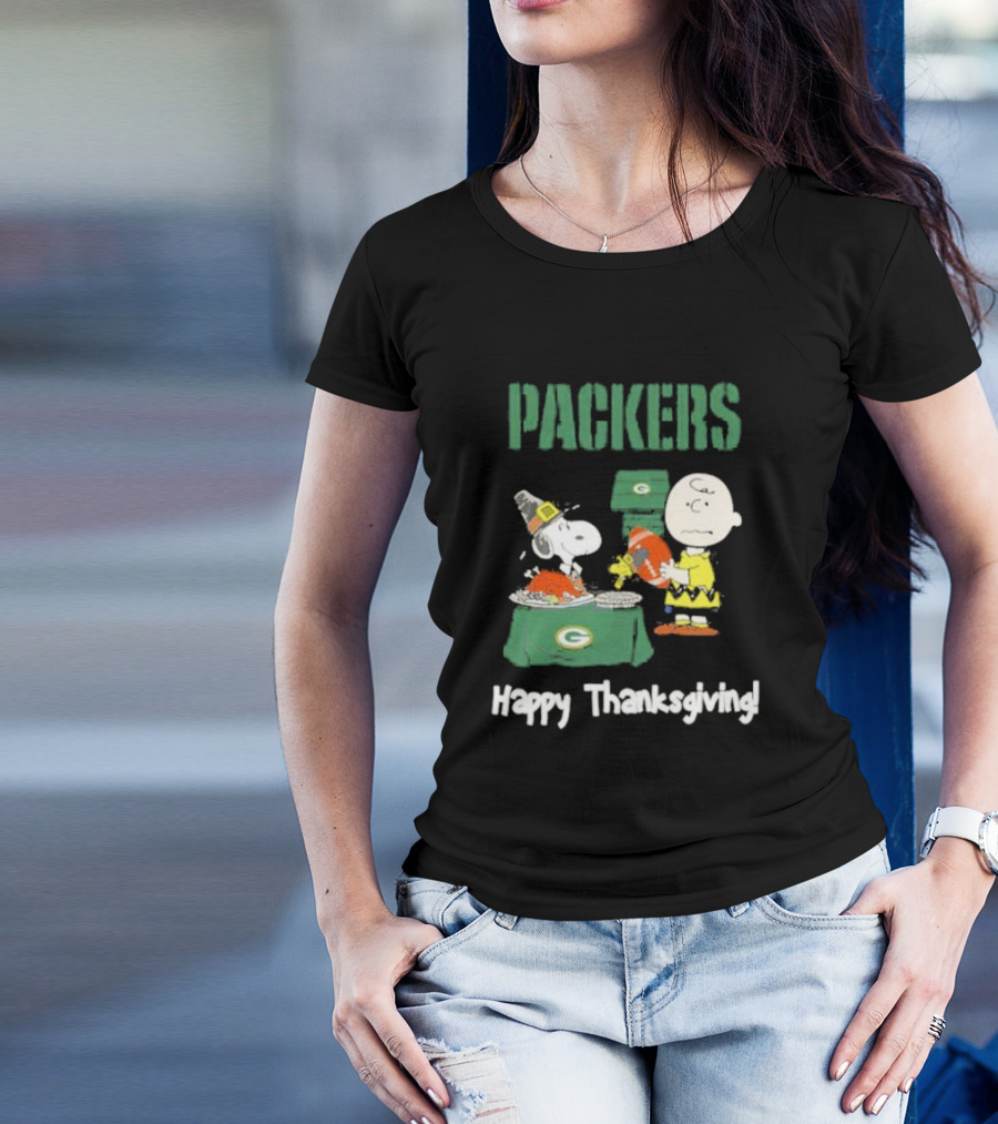 Charlie Brown Snoopy Packers Happy Thanksgiving T-Shirt