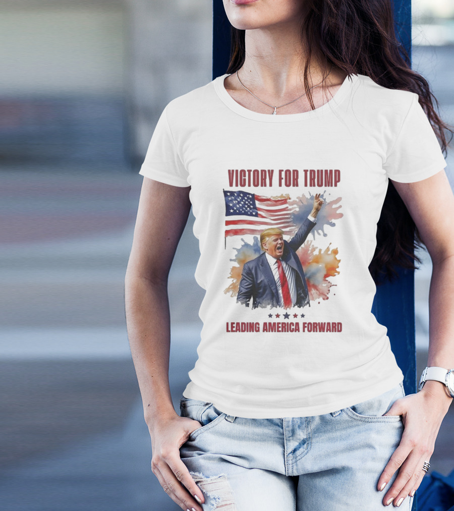 Victory For Trump Leading America Forward Trump Won 2024 United States Flag T-Shirt