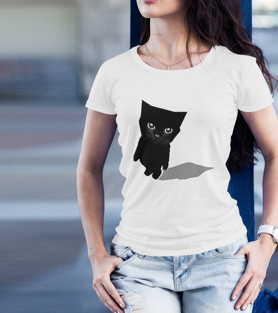 Cat Sluj Art Bro Shadow Black Kitty Image T-Shirt