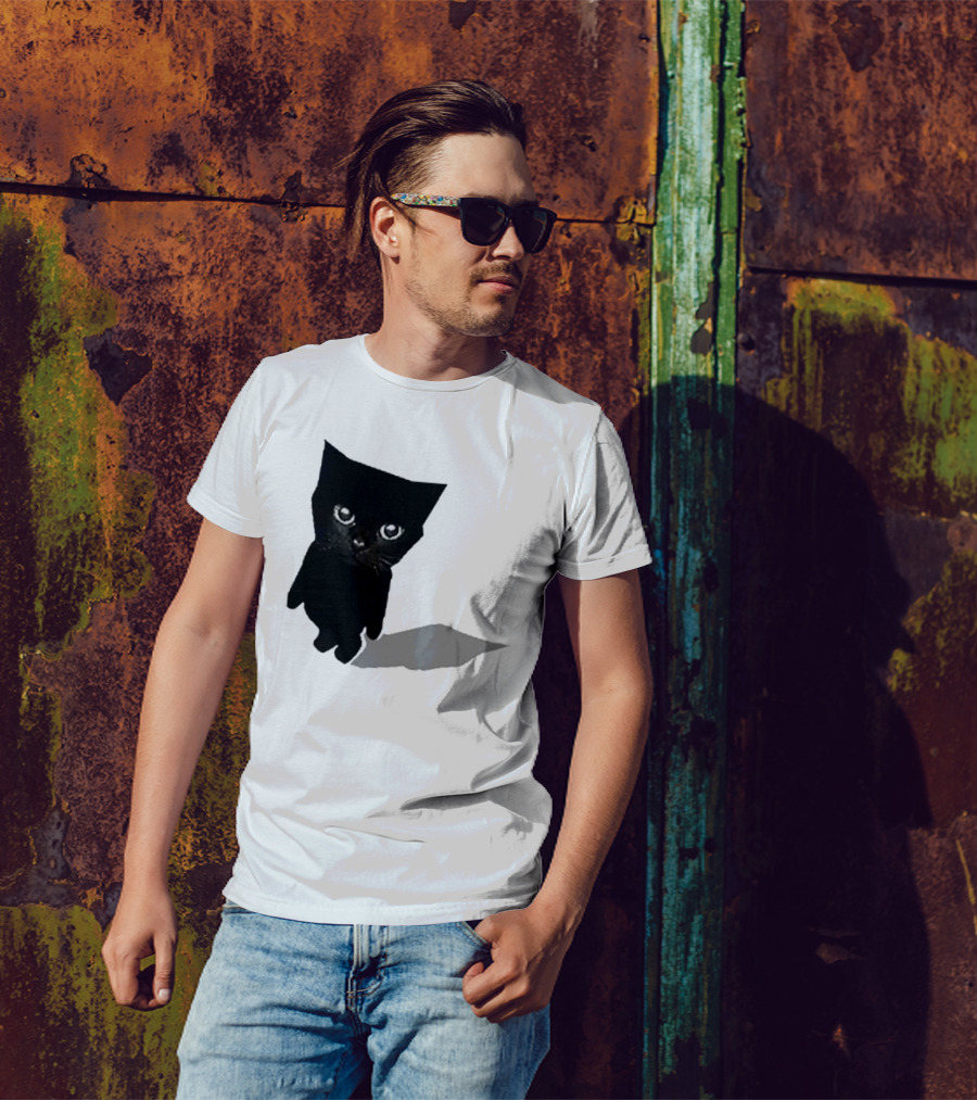 Cat Sluj Art Bro Shadow Black Kitty Image T-Shirt