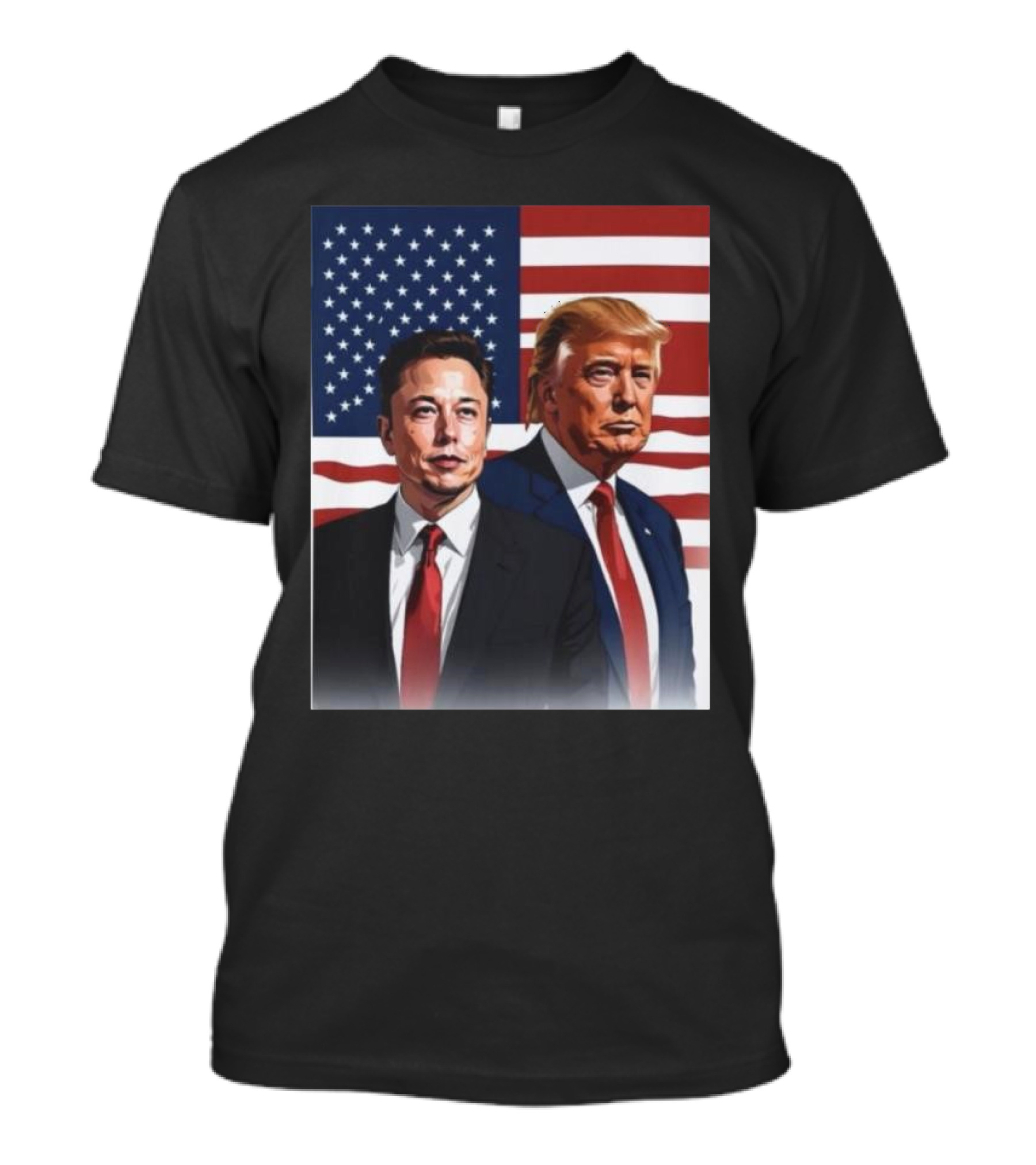 Donald Trump Elon Musk US Flag T-Shirt