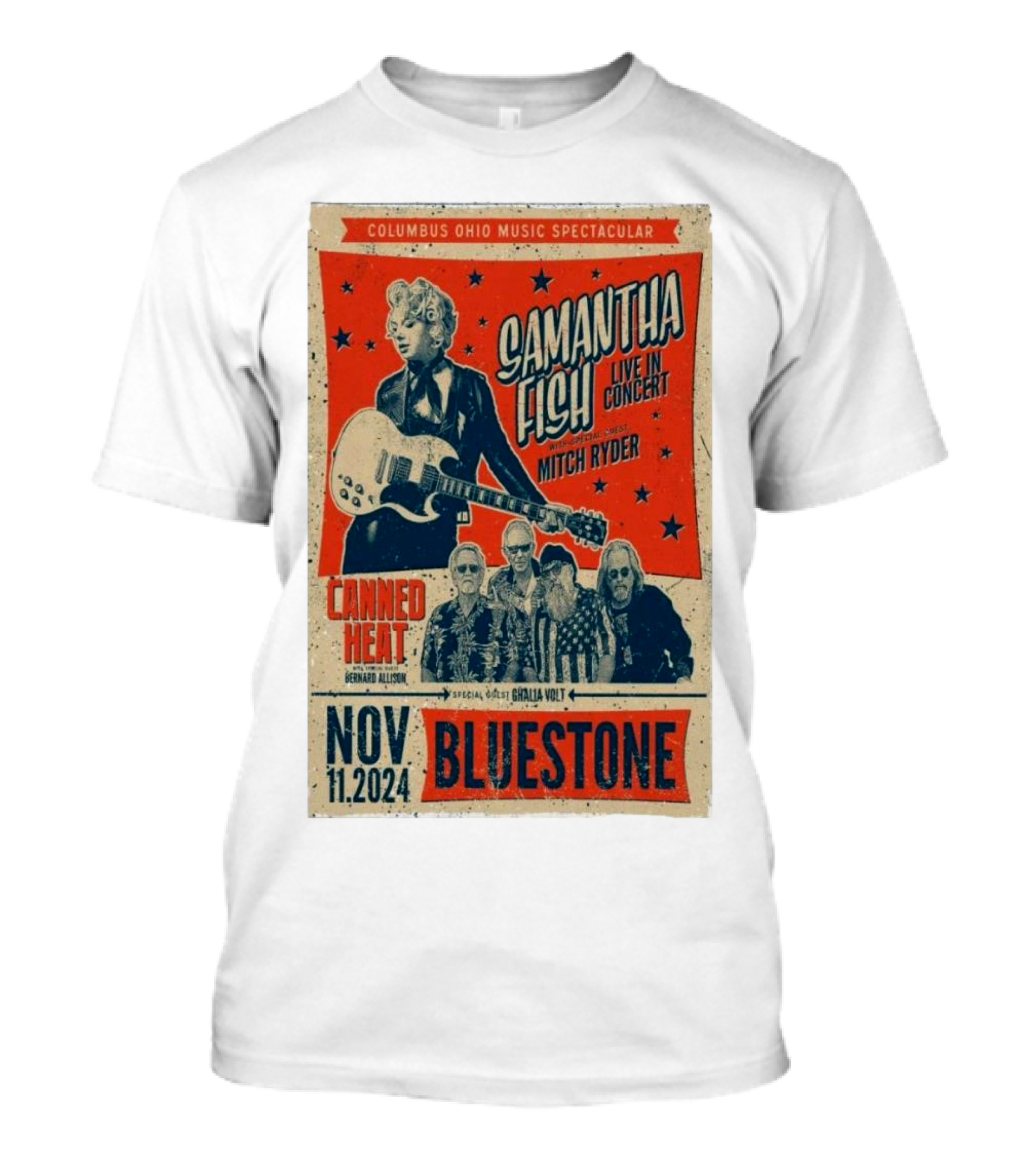 Samantha Fish Live In Concert With Mitch Ryder Canned Heat November 11 2024 The Bluestone Columbus Ohio Music Spectacular T-Shirt