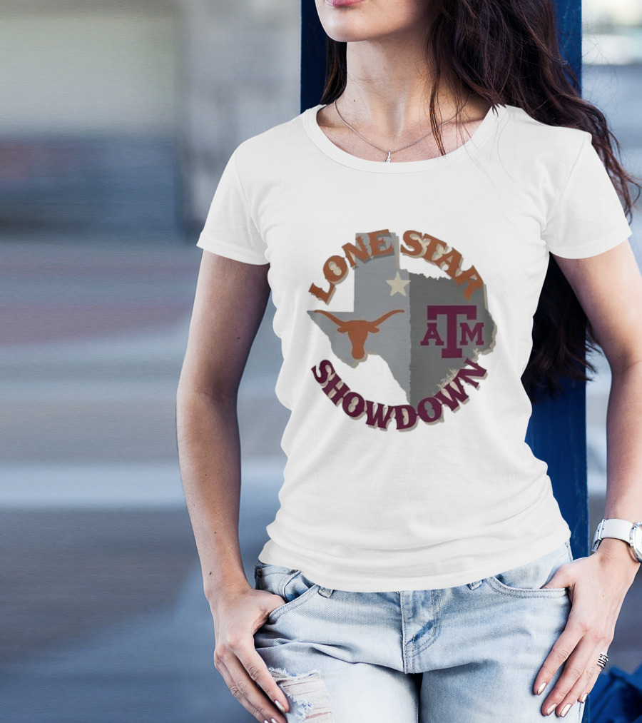 Texas A&M Aggies Vs Texas Longhorns Lone Star Showdown 2024 Map T-Shirt
