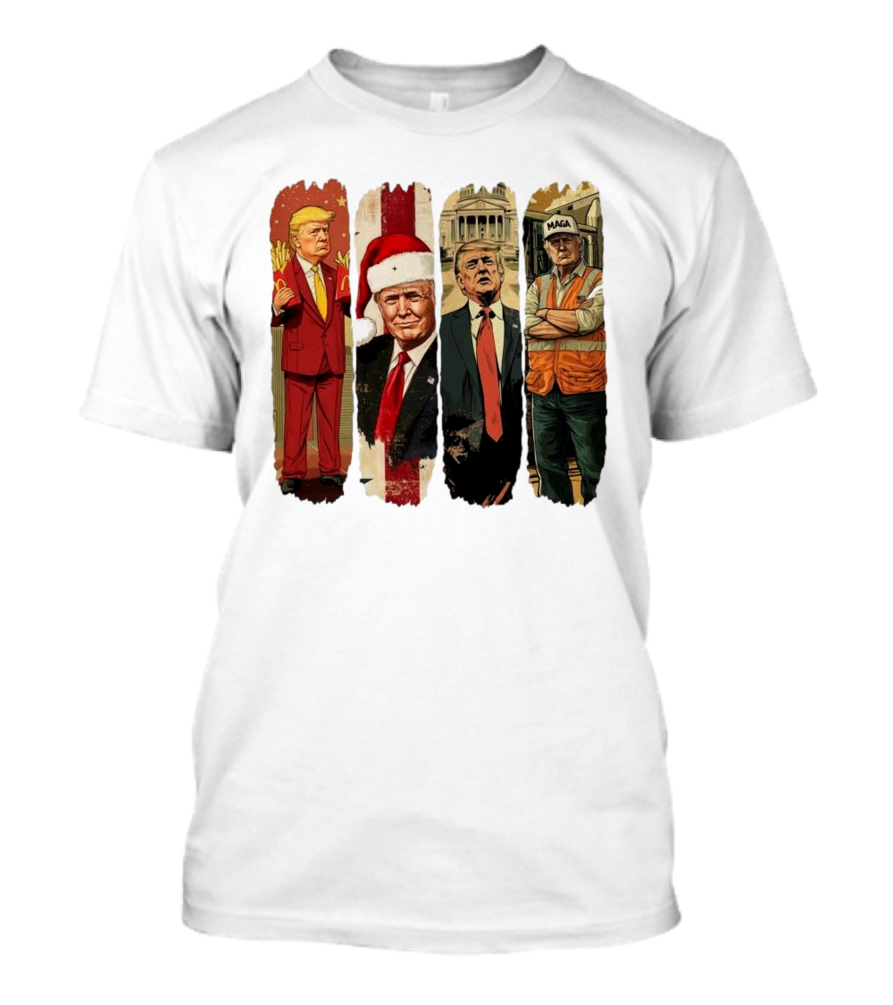 Trump Won 2024 We Won America Again 2024 Santa Hat MAGA Construction Worker T-Shirt