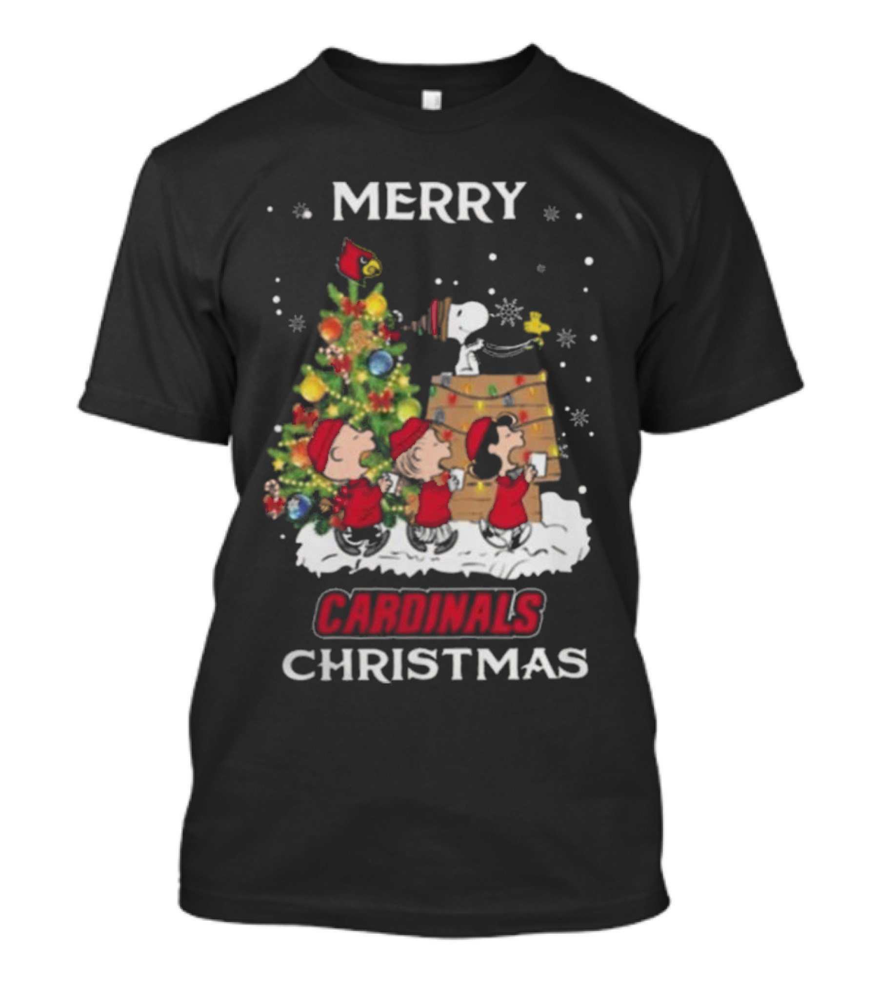 Merry Cardinals Christmas 2024 Snoopy And Friends Louisville T-Shirt