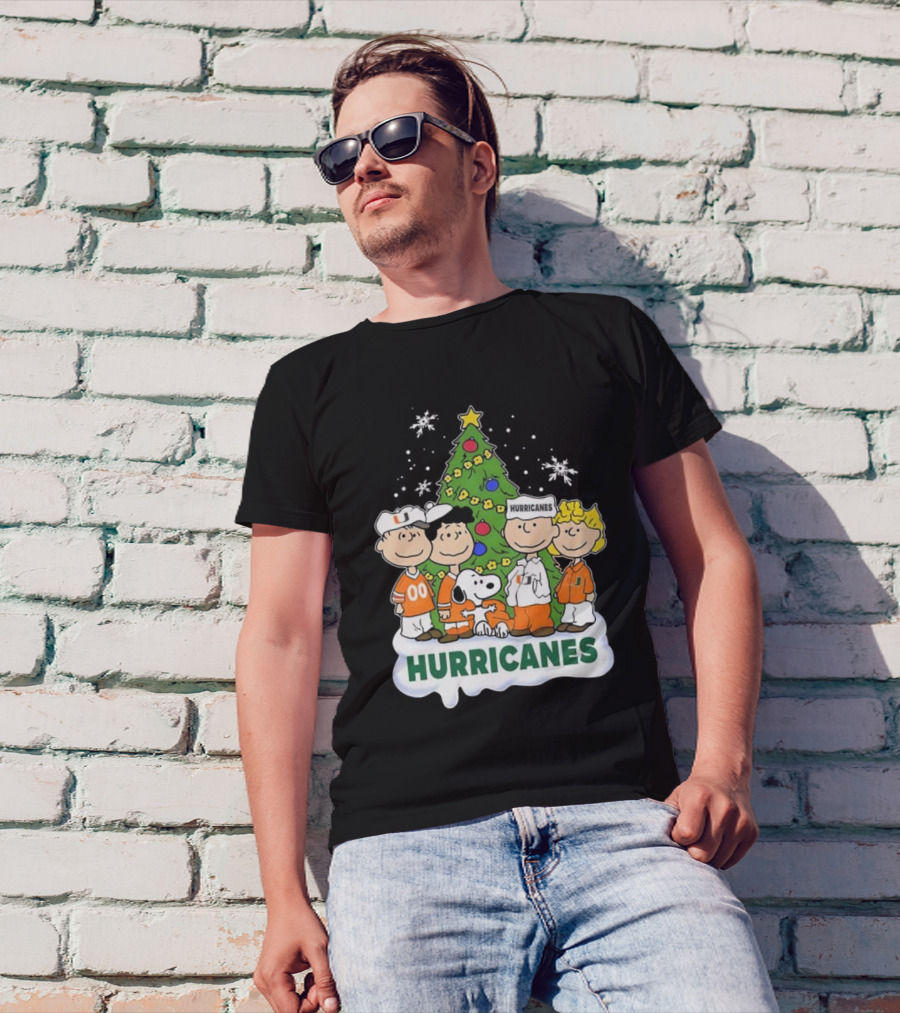 Miami Hurricanes Snoopy And Friends Christmas Tree T-Shirt