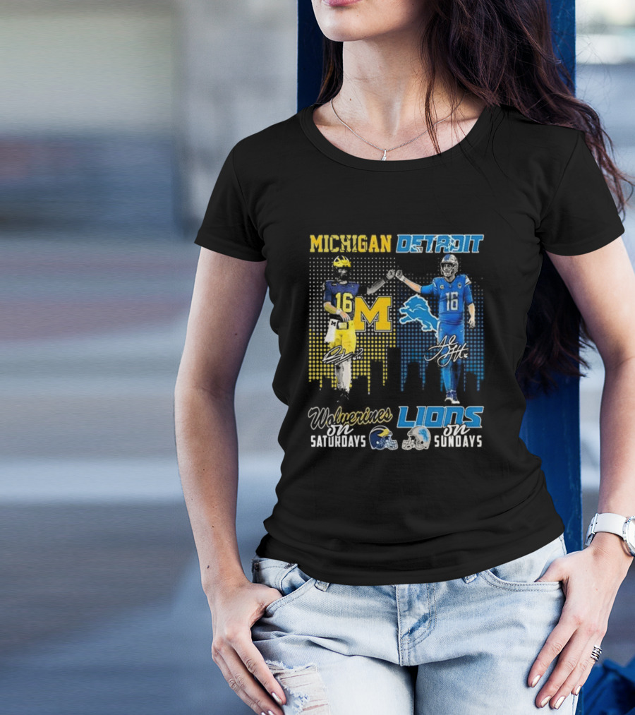 Michigan Detroit Wolverines On Saturdays Lions On Sundays T-Shirt