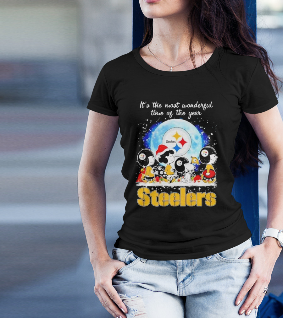 Peanuts Steelers Christmas It's The Most Wonderful Time Of The Year T-Shirt