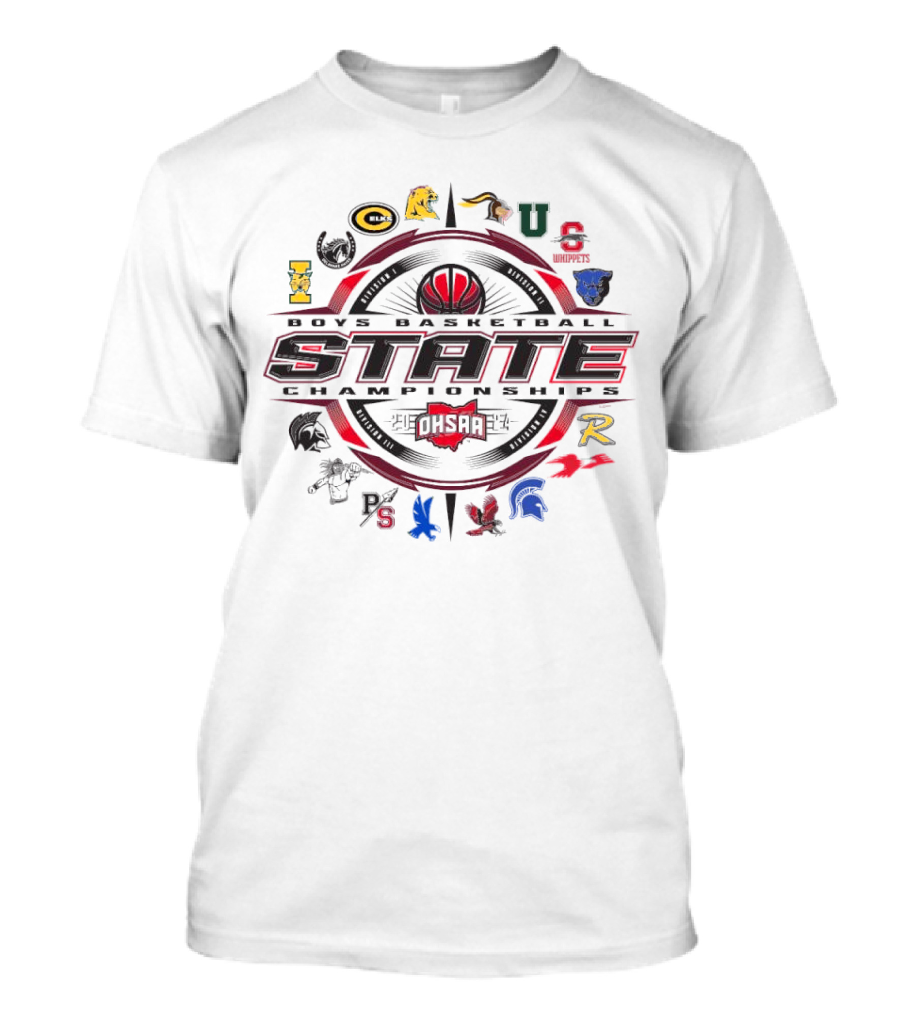 OHSAA Boys Basketball State Championships 2024 Logos And Mascots T-Shirt