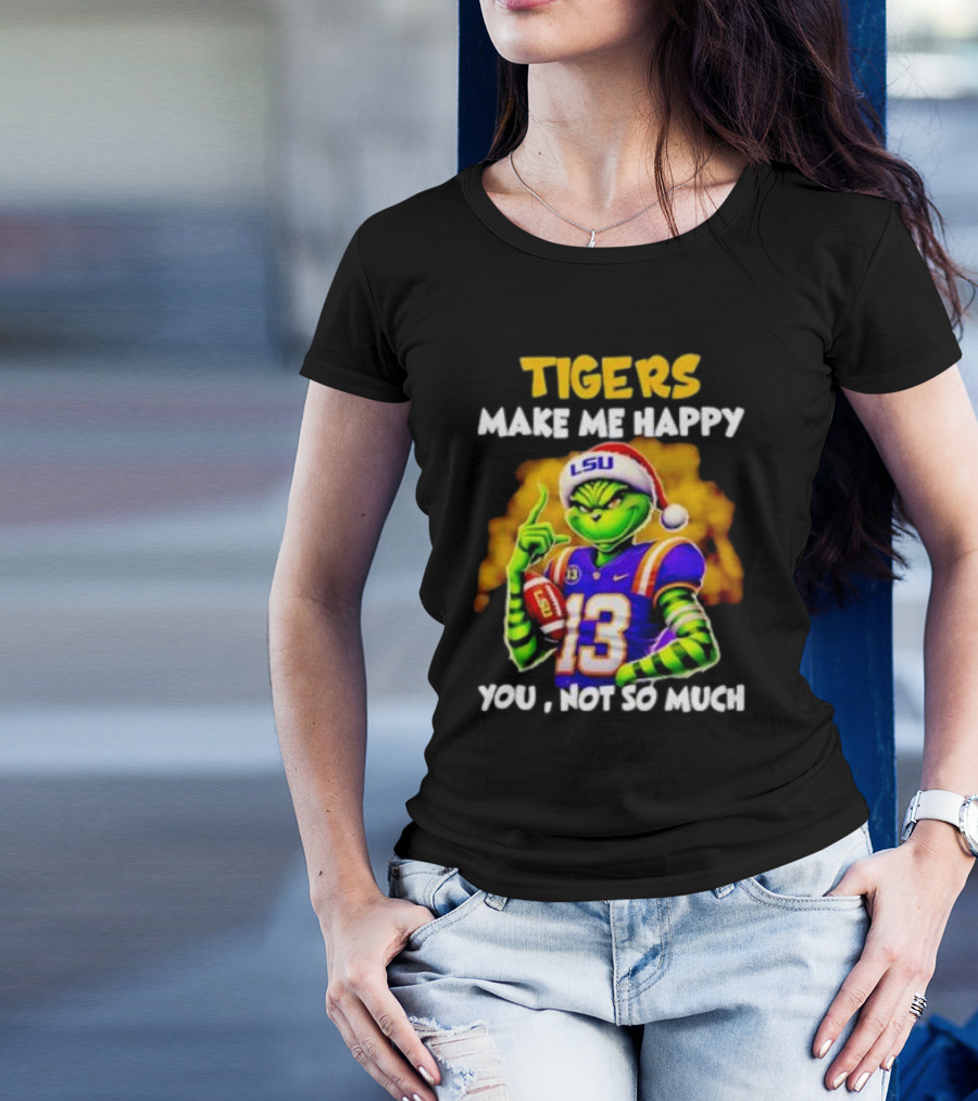 LSU Tigers Santa Grinch Make Me Happy You Not So Much T-Shirt