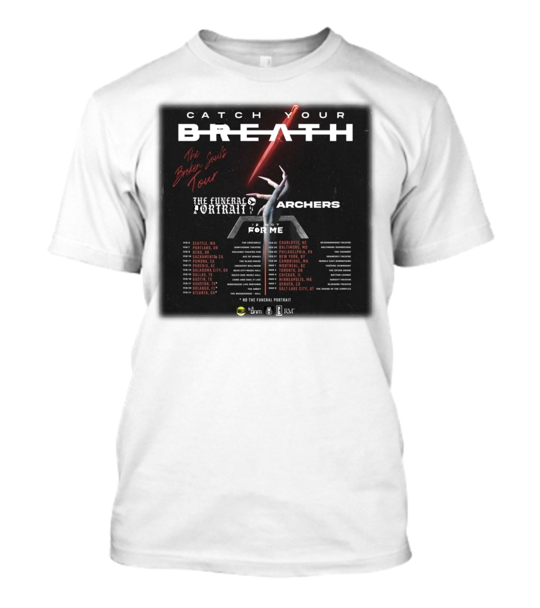 Catch Your Breath The Broken Souls Tour 2025 Featuring The Funeral Portrait And Archers With Special Guest For Me T-Shirt