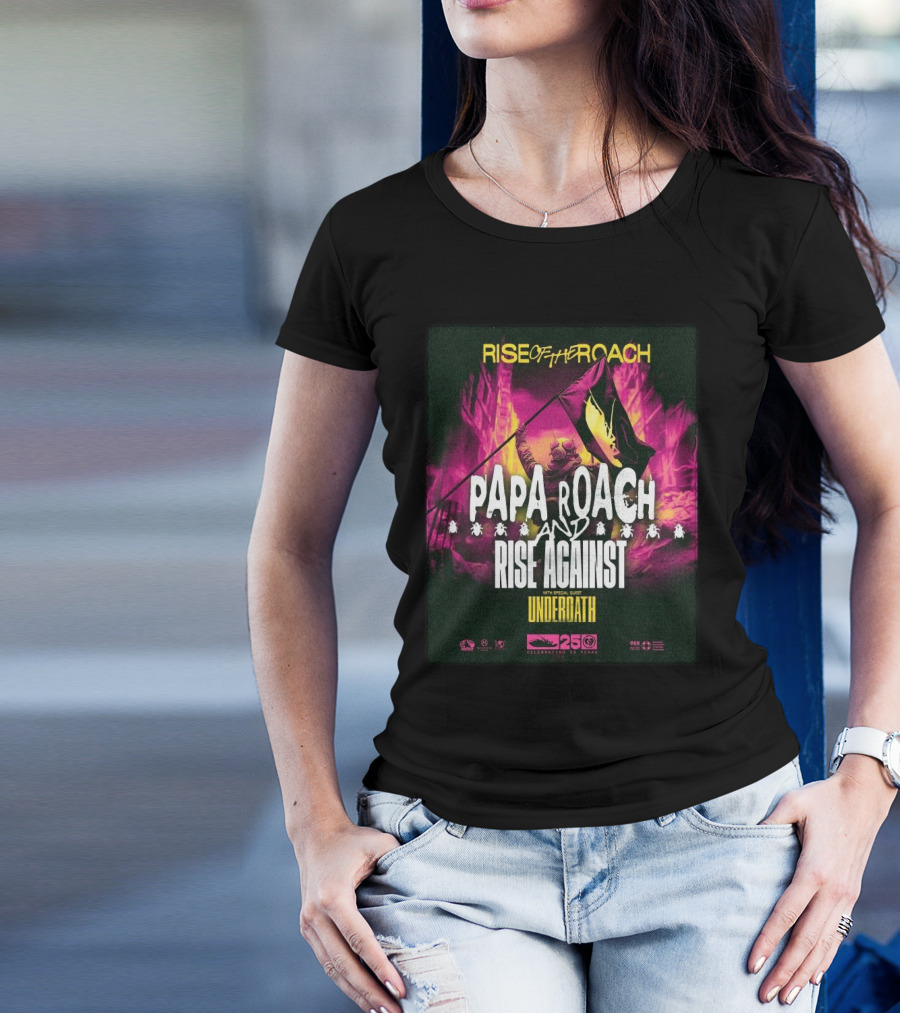 Papa Roach Rise Against Rise Of The Roach US Tour 2025 With Special Guest Underoath T-Shirt