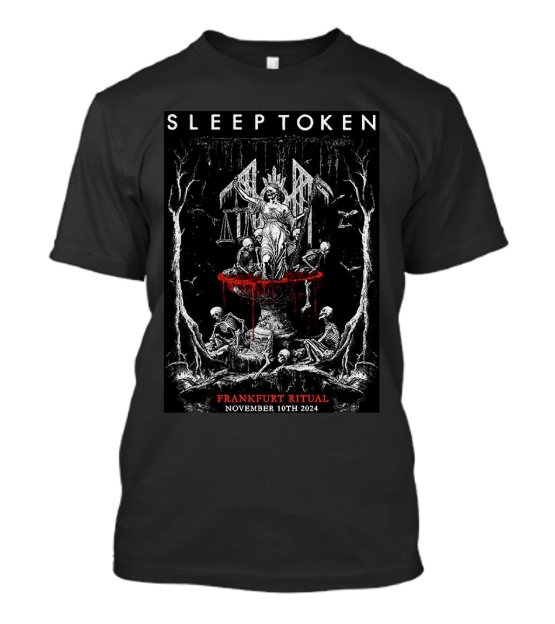 Sleep Token Frankfurt Ritual November 10th 2024 Event Poster Skeletons And Statue T-Shirt