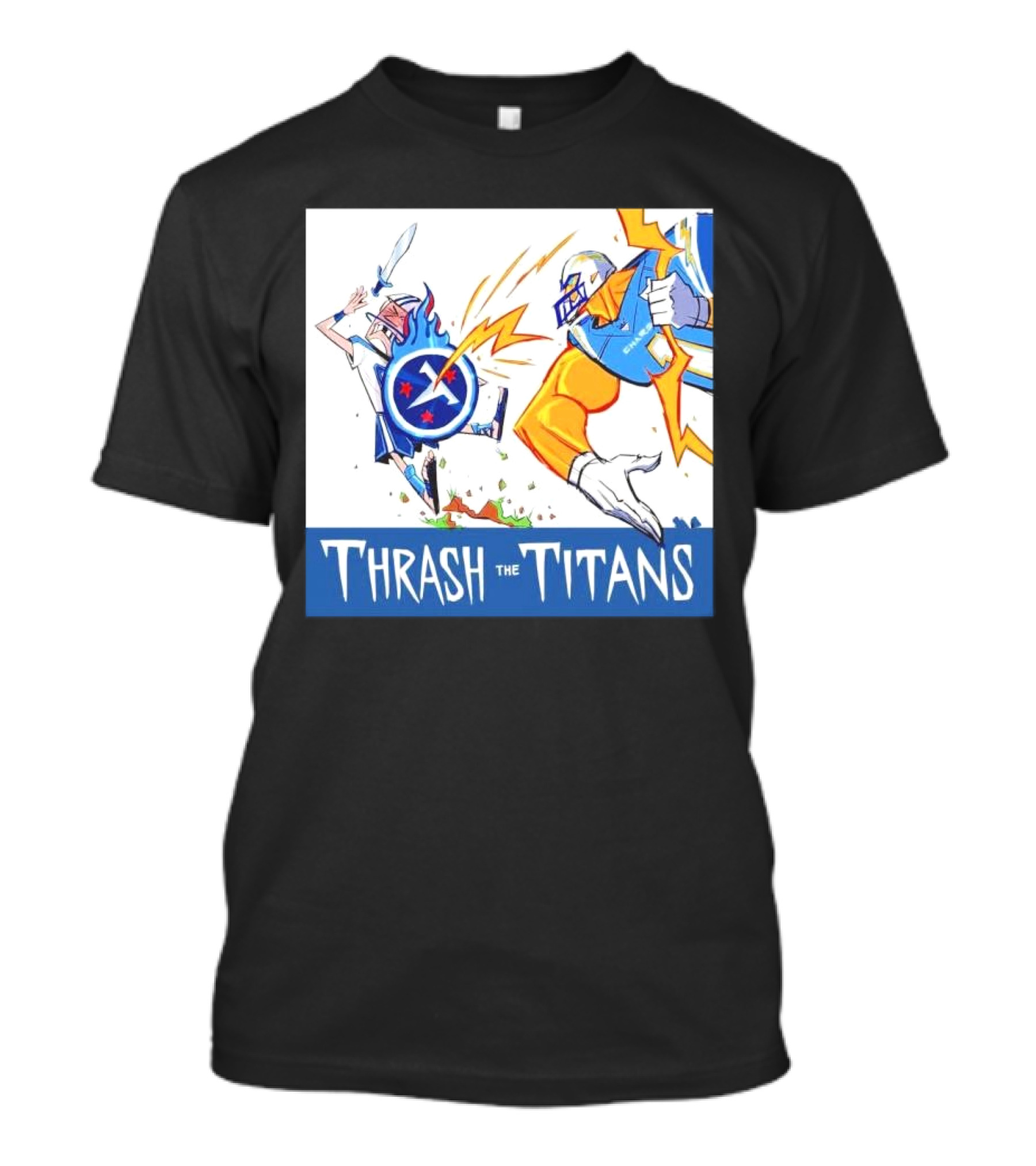 Thrash The Titans Los Angeles Chargers Vs Tennessee Titans Epic Clash T-Shirt