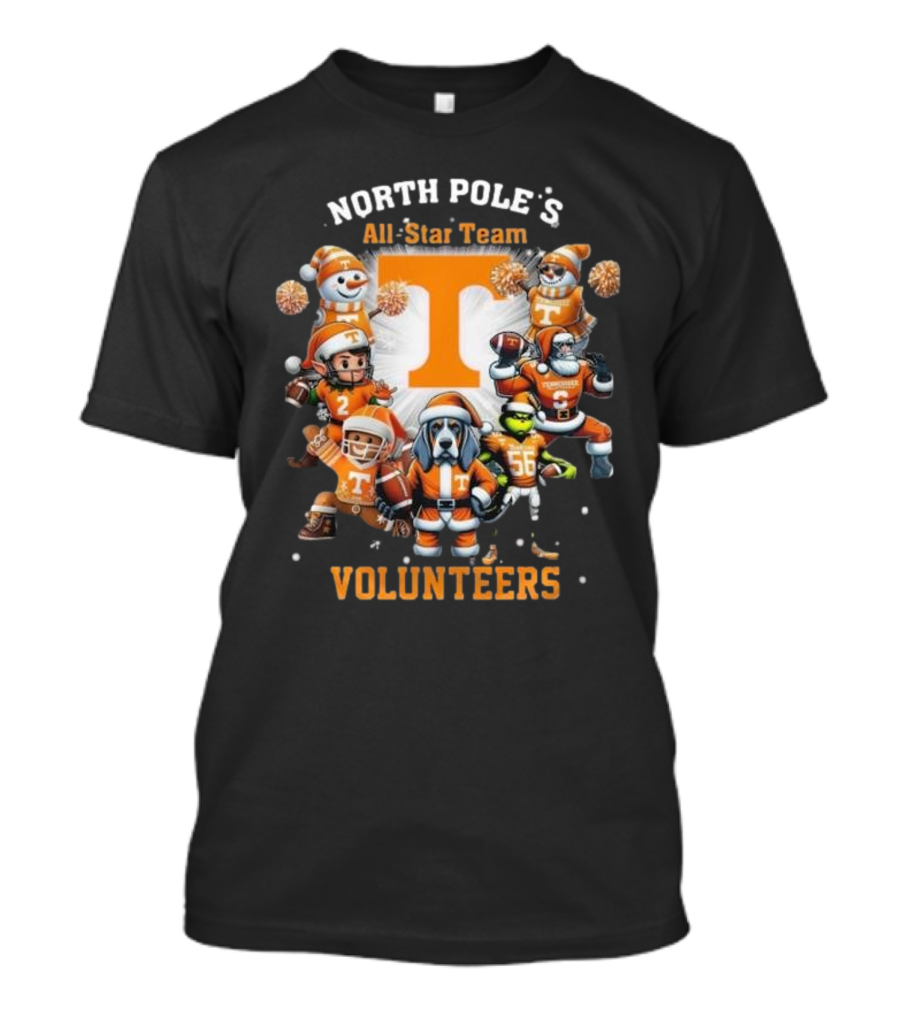 Tennessee Volunteers North Pole All-Star Team Christmas Characters T-Shirt