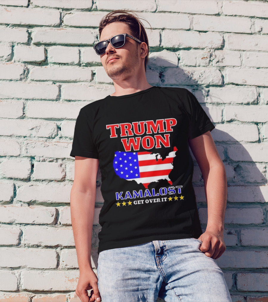 Trump Won Kamalalost Get Over It USA Map Stars T-Shirt