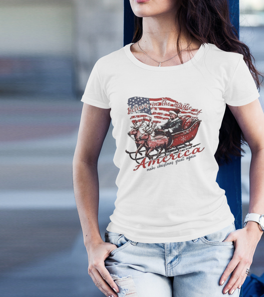 Believe In The Magic Of America Make Christmas Great Again America T-Shirt