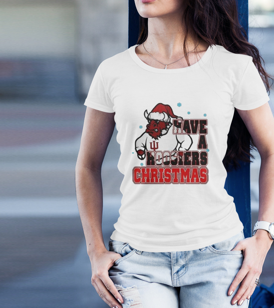 Indiana Hoosiers Santa Mascot Have A Hoosiers Christmas T-Shirt