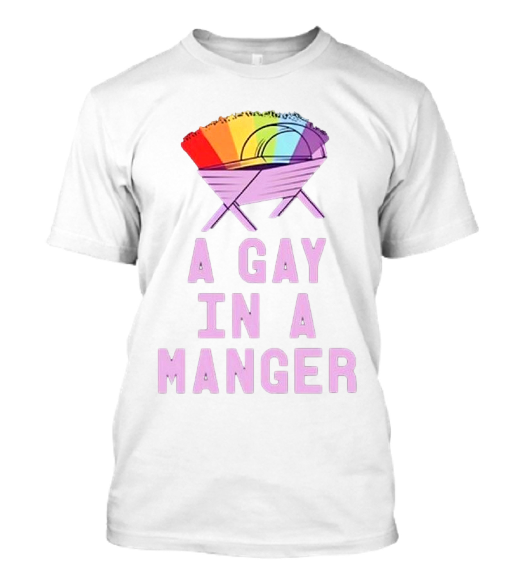 A Gay In A Manger Rainbow Purple T-Shirt